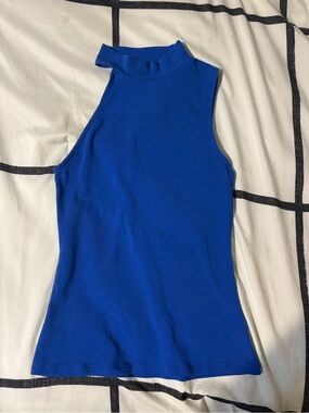 Express Blue Cutout Mockneck Top